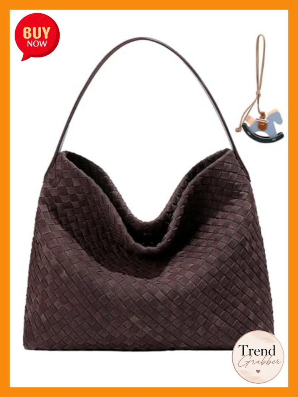 FRESHBRIEFS Woven Suede Shoulder Bag Hobo Tote for Work Travel